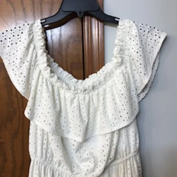 LANE BRYANT UEC Size 14/16 white cream high-low eyelet dress w/ belt - Picture 11 of 16